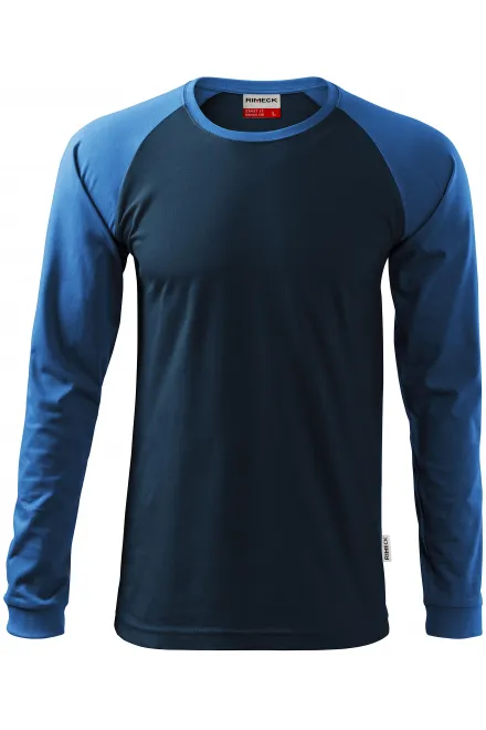 Męska koszulka kontrastowa z długim rękawem - ciemny niebieski, 2XL