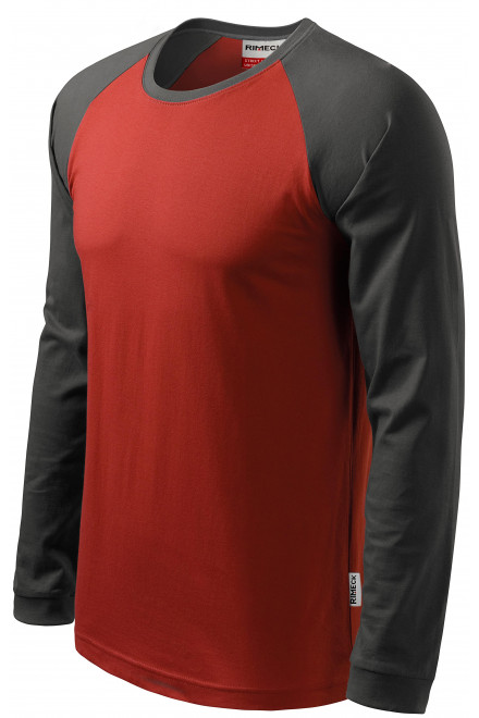 Męska koszulka kontrastowa z długim rękawem, marlboro czerwone, męskie koszulki