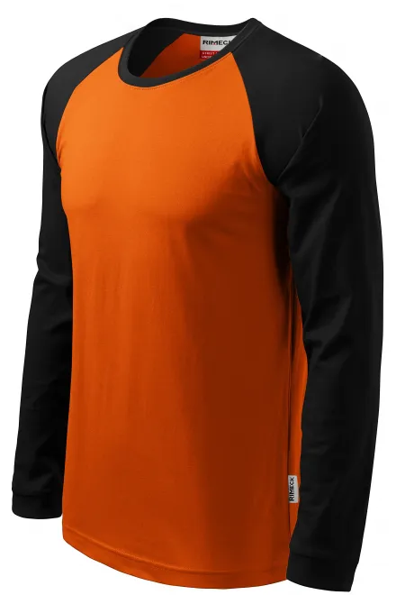 Męska koszulka kontrastowa z długim rękawem, pomarańczowy