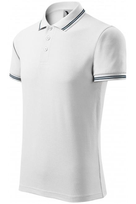 Męska koszulka polo w kontrastowym kolorze, biały, męskie koszulki polo