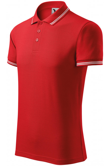 Męska koszulka polo w kontrastowym kolorze, czerwony, koszulki bez nadruku