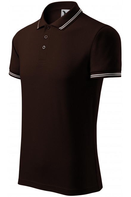 Męska koszulka polo w kontrastowym kolorze, Kawa, męskie koszulki polo