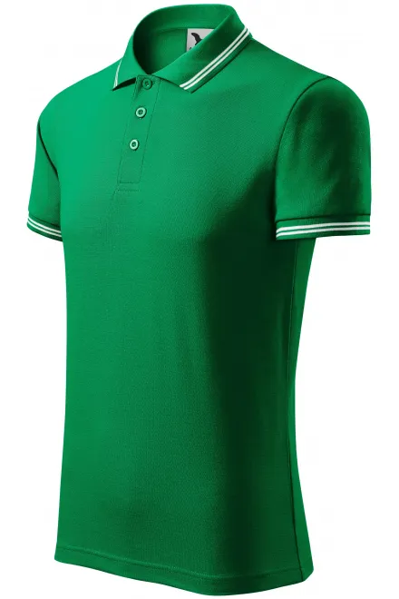 Męska koszulka polo w kontrastowym kolorze, zielona trawa