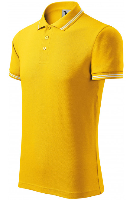 Męska koszulka polo w kontrastowym kolorze, żółty, męskie koszulki polo