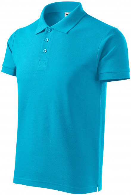 Męska koszulka polo wagi ciężkiej, turkus, niebieskie koszulki