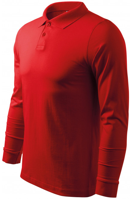 Męska koszulka polo z długim rękawem, czerwony, męskie koszulki polo