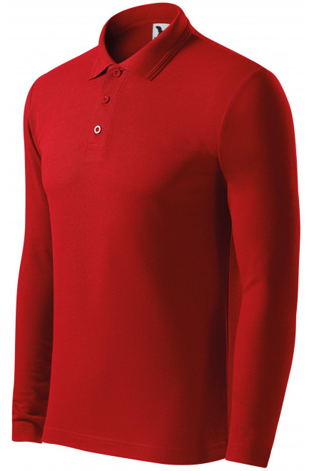 Męska koszulka polo z długim rękawem, czerwony, męskie koszulki polo