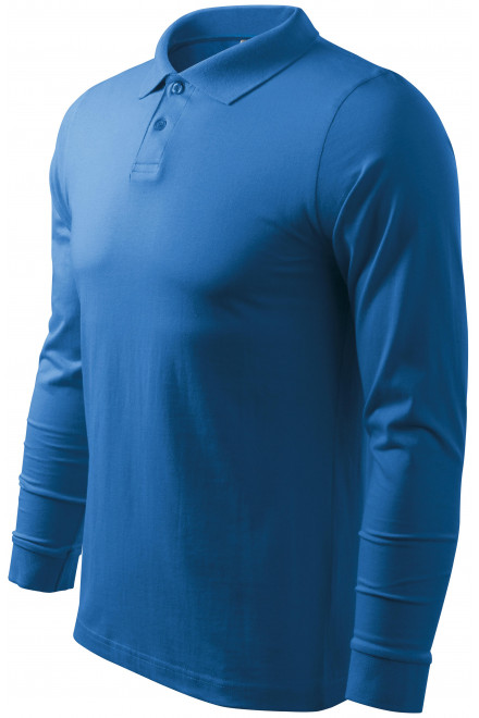Męska koszulka polo z długim rękawem, jasny niebieski