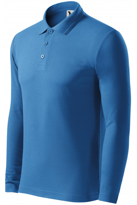Męska koszulka polo z długim rękawem, jasny niebieski, zwykłe t-shirty