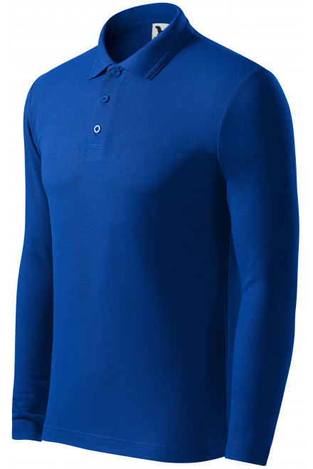 Męska koszulka polo z długim rękawem, królewski niebieski, koszulki bez nadruku
