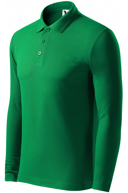 Męska koszulka polo z długim rękawem, zielona trawa