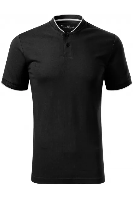 Męska koszulka polo z kołnierzykiem typu bomber - czarny, S
