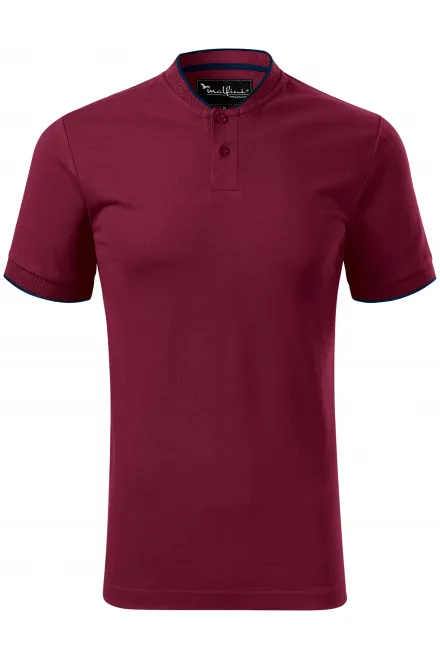 Męska koszulka polo z kołnierzykiem typu bomber - garnet, S