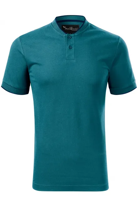 Męska koszulka polo z kołnierzykiem typu bomber - petrol blue, S