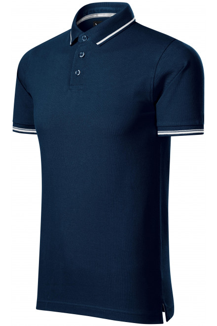 Męska koszulka polo z kontrastowymi detalami, ciemny niebieski, krótkie koszulki