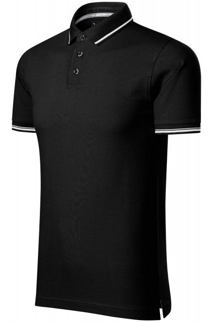 Męska koszulka polo z kontrastowymi detalami, czarny, męskie koszulki polo