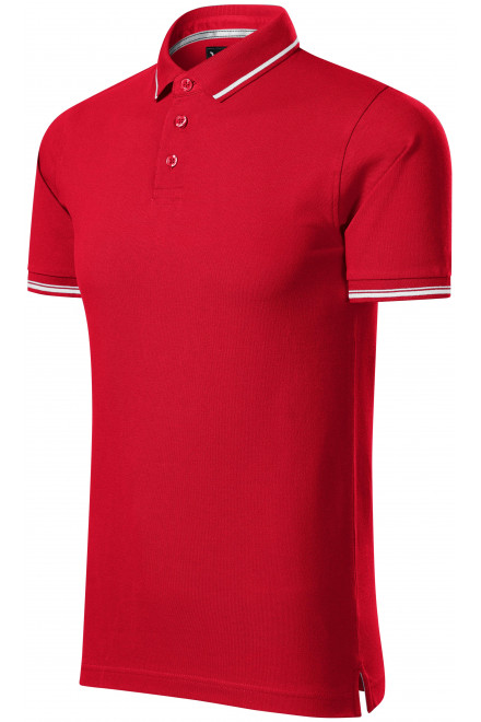 Męska koszulka polo z kontrastowymi detalami, formula red, zwykłe t-shirty