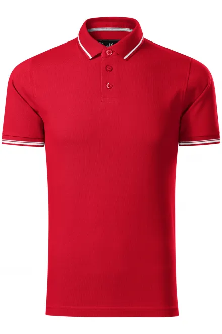 Męska koszulka polo z kontrastowymi detalami - formula red, XL