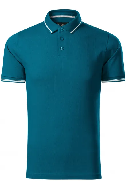 Męska koszulka polo z kontrastowymi detalami - petrol blue, XL