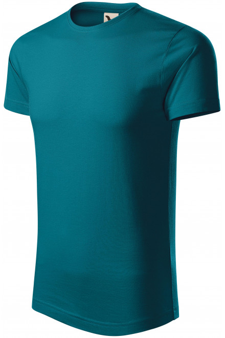 Męska koszulka z bawełny organicznej, petrol blue, koszulki bez nadruku