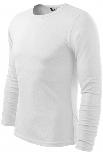 Męska koszulka z długim rękawem, biały, biała koszulka