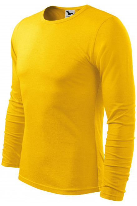 Męska koszulka z długim rękawem, żółty, męskie koszulki