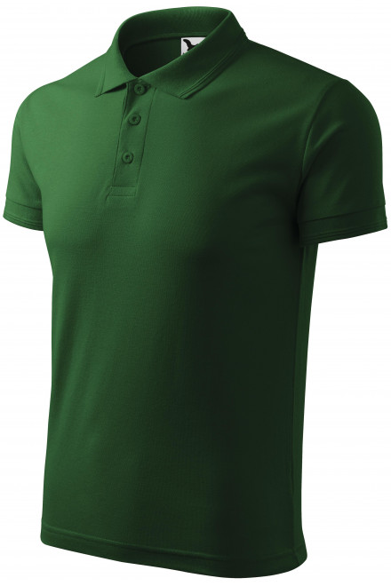 Męska luźna koszulka polo, butelkowa zieleń, męskie koszulki polo