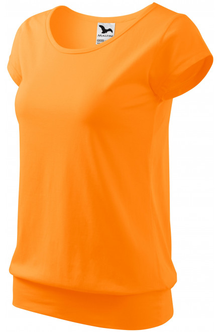 Modna koszulka damska, mandarynka, bawełniane koszulki