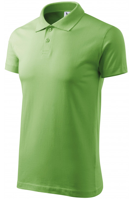 Prosta koszulka polo męska, zielony groszek, krótkie koszulki