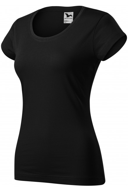 T-shirt damski slim fit z okrągłym dekoltem, czarny