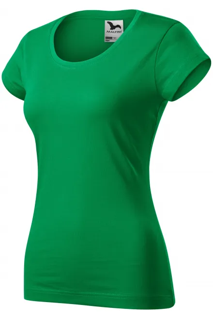 T-shirt damski slim fit z okrągłym dekoltem, zielona trawa