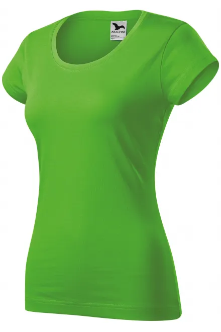 T-shirt damski slim fit z okrągłym dekoltem, zielone jabłko