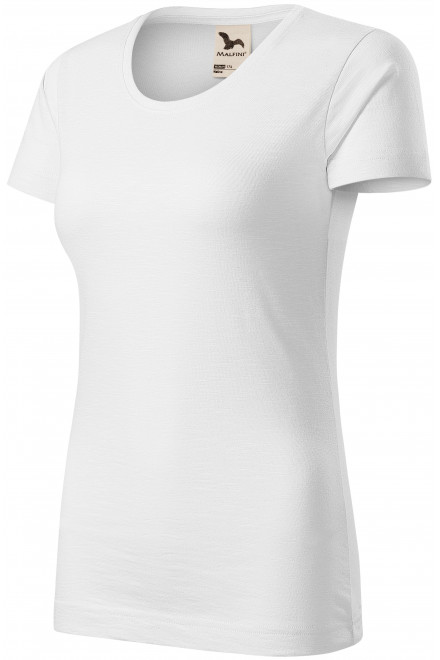 T-shirt damski, teksturowana bawełna organiczna, biały, koszulki do nadruku