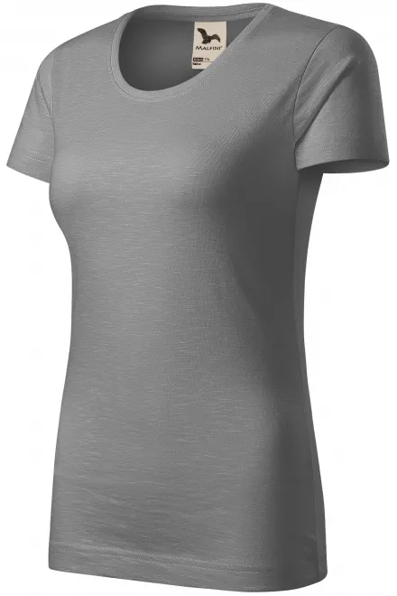 T-shirt damski, teksturowana bawełna organiczna, stare srebro