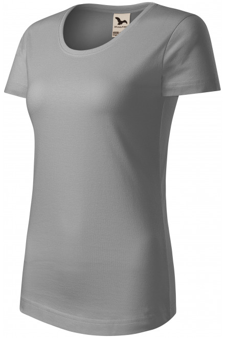 T-shirt damski z bawełny organicznej, stare srebro, krótkie koszulki