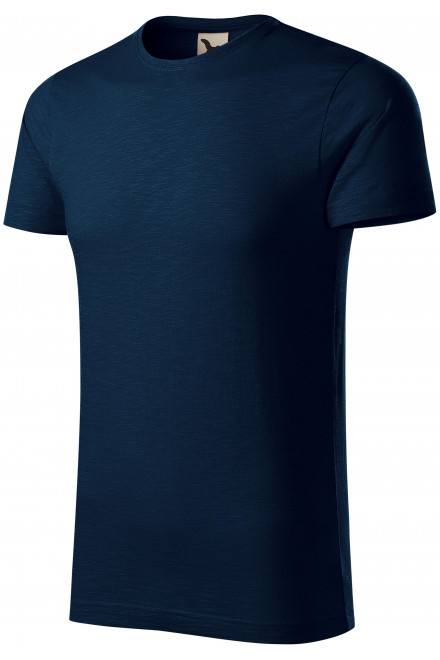 T-shirt męski, teksturowana bawełna organiczna, ciemny niebieski, niebieskie koszulki