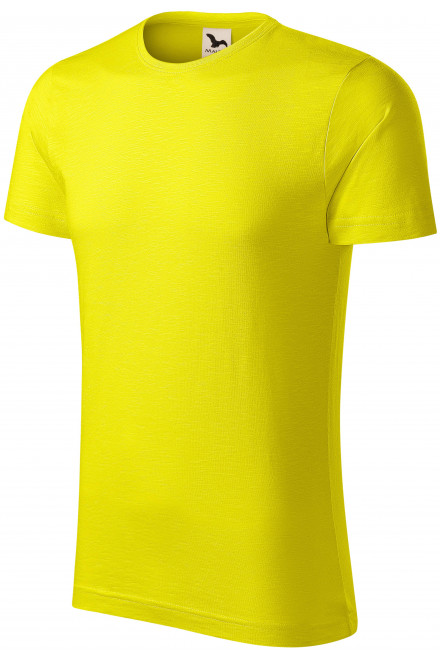 T-shirt męski, teksturowana bawełna organiczna, cytrynowo żółty, bawełniane koszulki