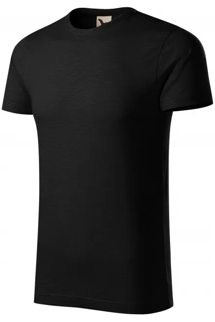 T-shirt męski, teksturowana bawełna organiczna, czarny