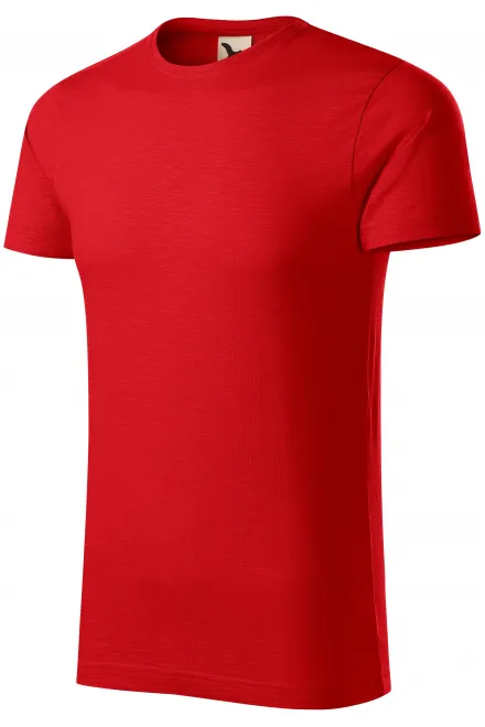 T-shirt męski, teksturowana bawełna organiczna, czerwony