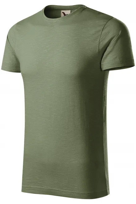 T-shirt męski, teksturowana bawełna organiczna, khaki