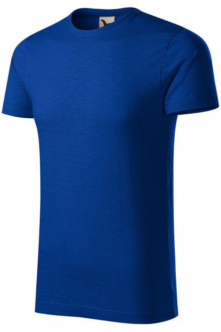 T-shirt męski, teksturowana bawełna organiczna, królewski niebieski, krótkie koszulki