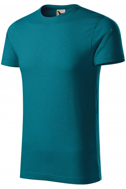 T-shirt męski, teksturowana bawełna organiczna, petrol blue, krótkie koszulki