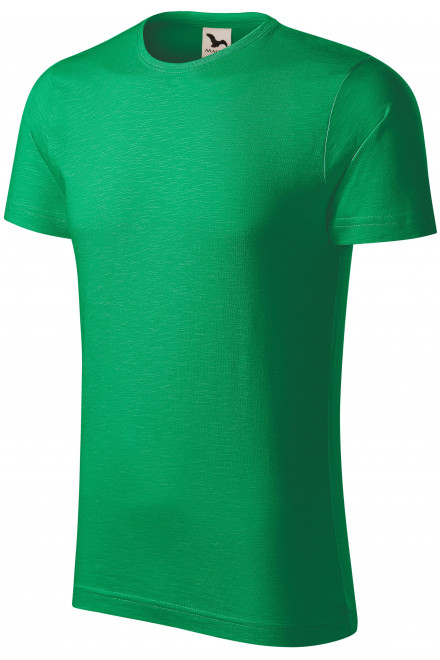 T-shirt męski, teksturowana bawełna organiczna, zielona trawa, bawełniane koszulki