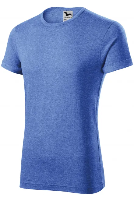 T-shirt męski z podwiniętymi rękawami, niebieski marmur