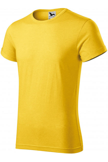 T-shirt męski z podwiniętymi rękawami, żółty marmur, zwykłe t-shirty