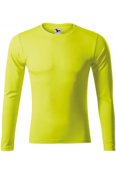 T-shirt sportowy z długim rękawem - neonowy żółty, L