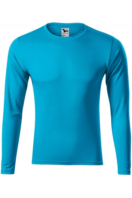 T-shirt sportowy z długim rękawem - turkus, L