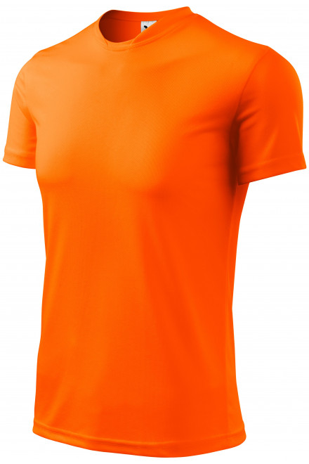 T-shirt z asymetrycznym dekoltem, neonowy pomarańczowy, męskie koszulki