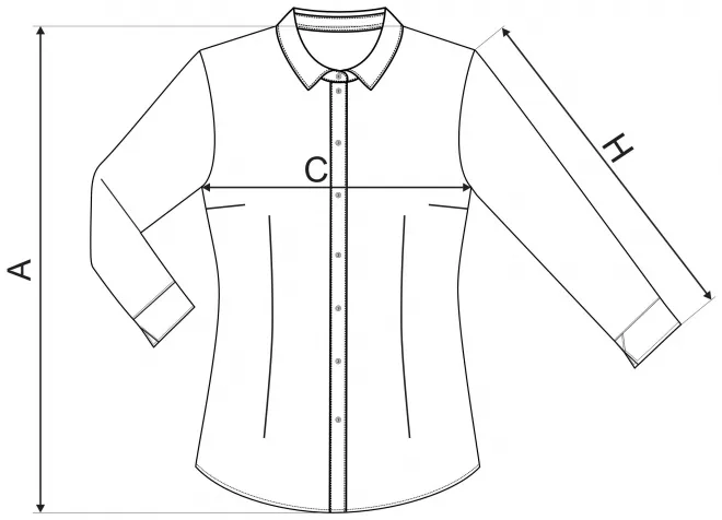 Bawełniana bluzka damska z długim rękawem - tabela wymiarów