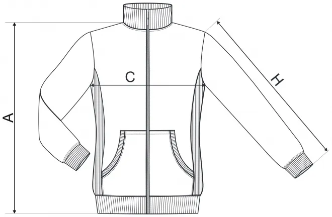 Bluza damska bez kaptura - tabela wymiarów